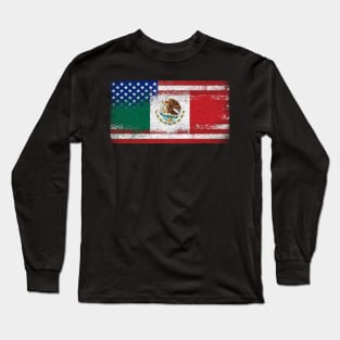 Mexican American Flag Vintage Long Sleeve T-Shirt